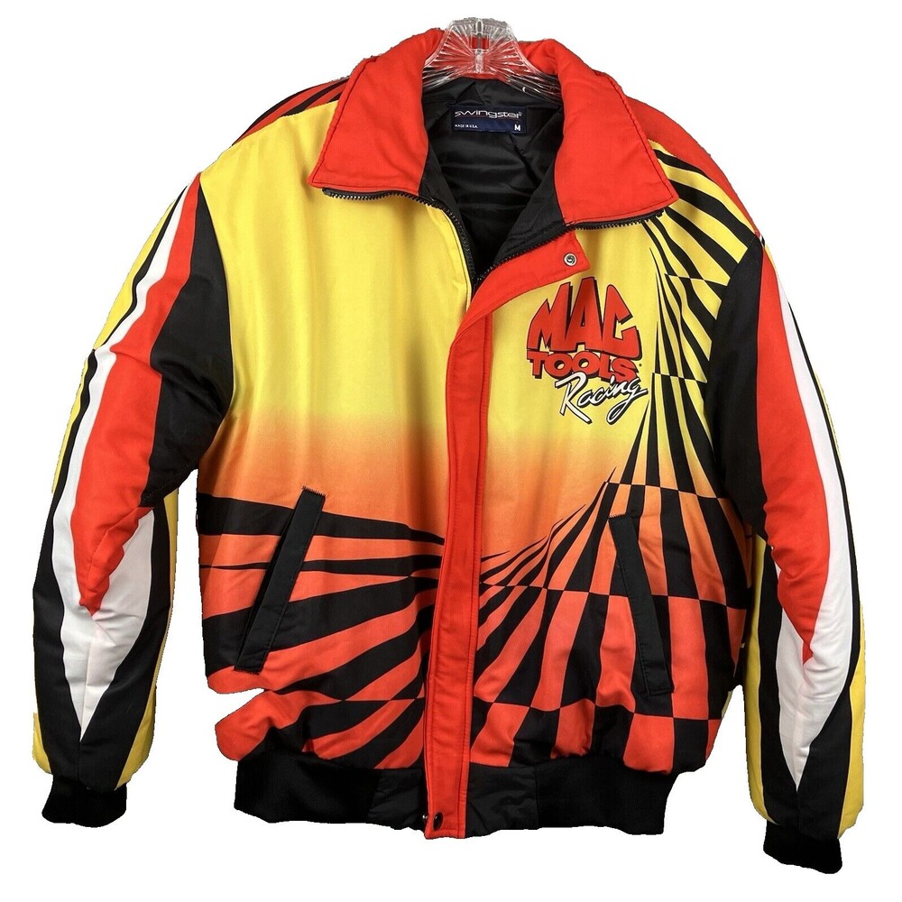 VTG Mac Tools Racing Jacket Mens M Swingster Quilted Puffer Full Zip Made In USA